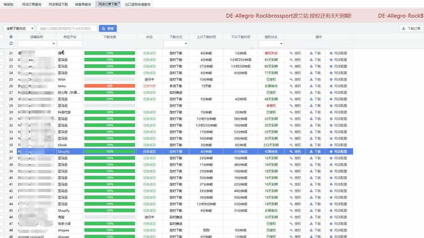 Multiple store download platform orders