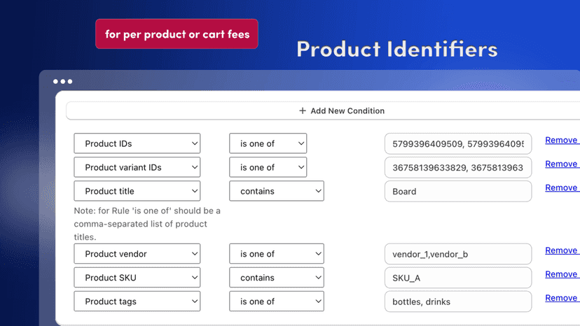 Products in basket rules