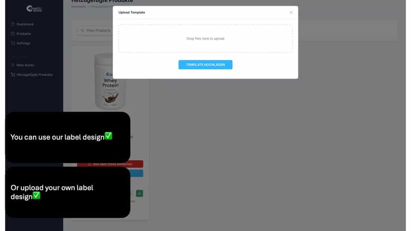 Upload your own label and sell with your branding!