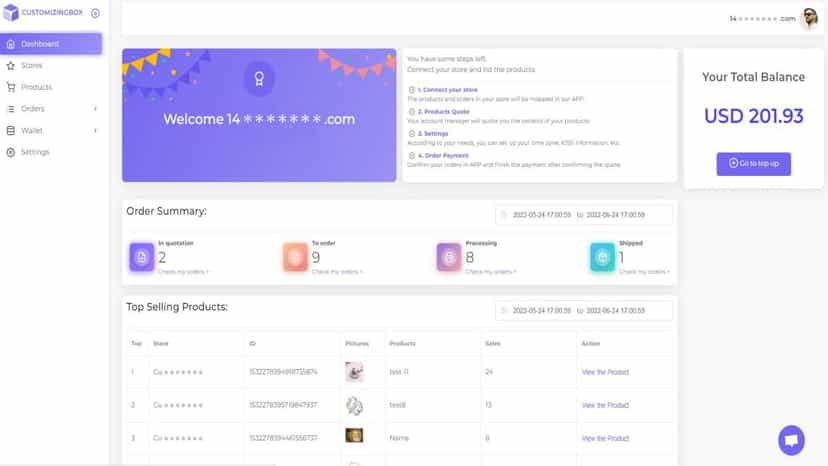 customizingbox dashboard