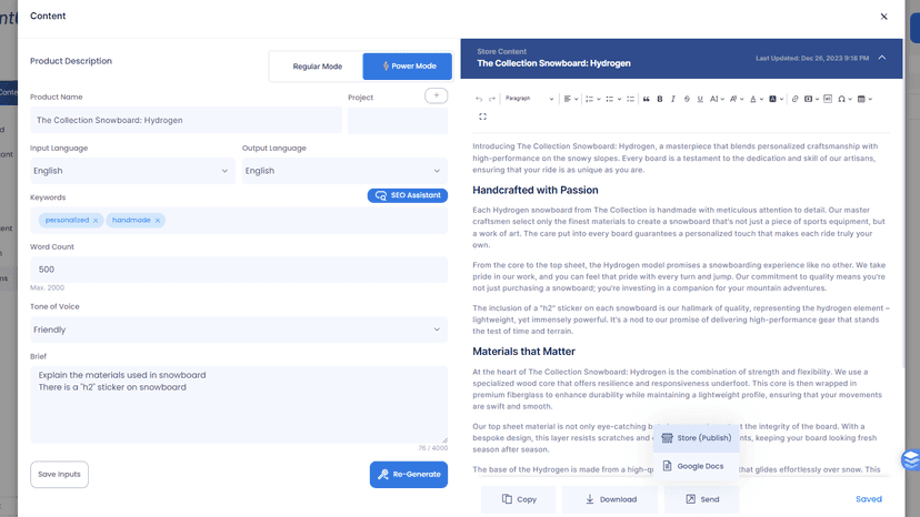Publish your content instantly to your store
