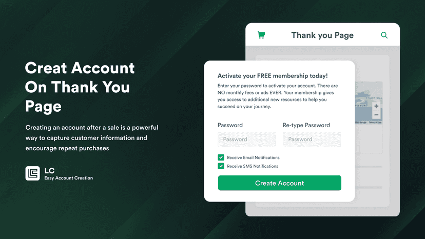 Post Purchase Account Creation