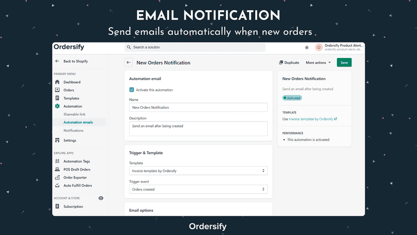 Send email notifications when new orders