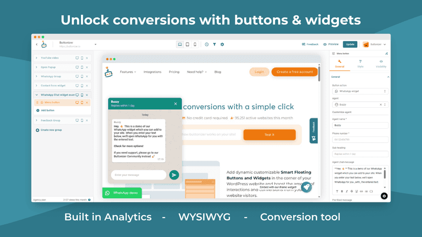 Unlock conversions with buttons & widgets