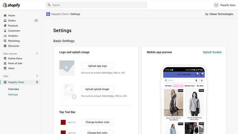 Basic setting screen