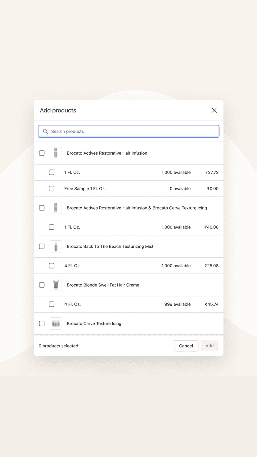 Easy to use add product feature
