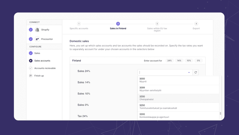 Configuration of sales accounts