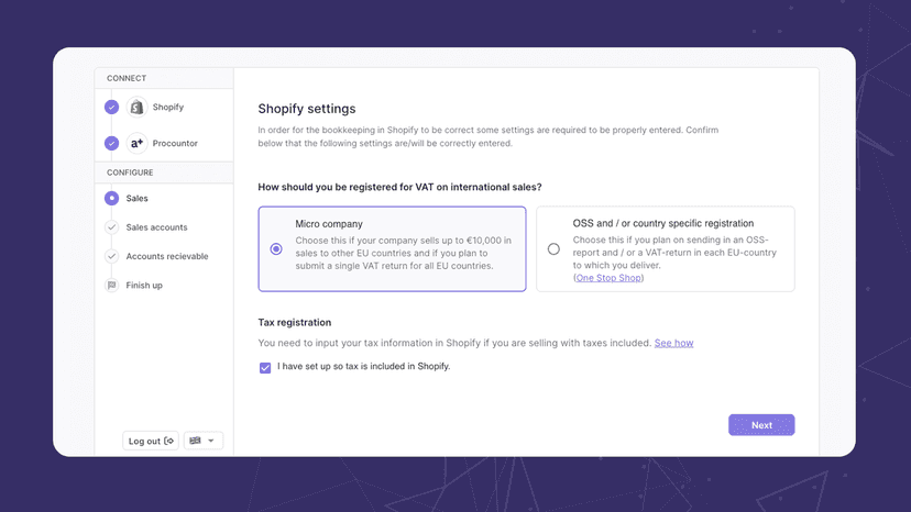 Choose microcompany or OSS/country specific registration