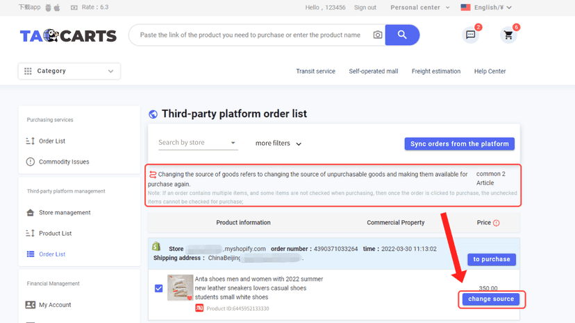 One-click sync shopify orders