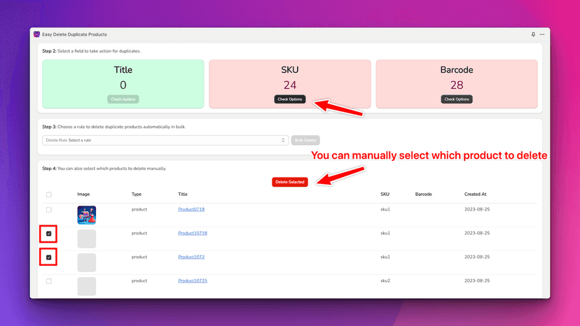 Remove duplicate product or variants manually
