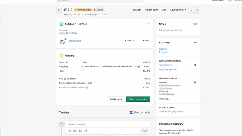 Venipak tracking number attached automatically