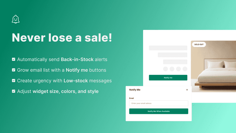 Shopify app image showing the main features of the app