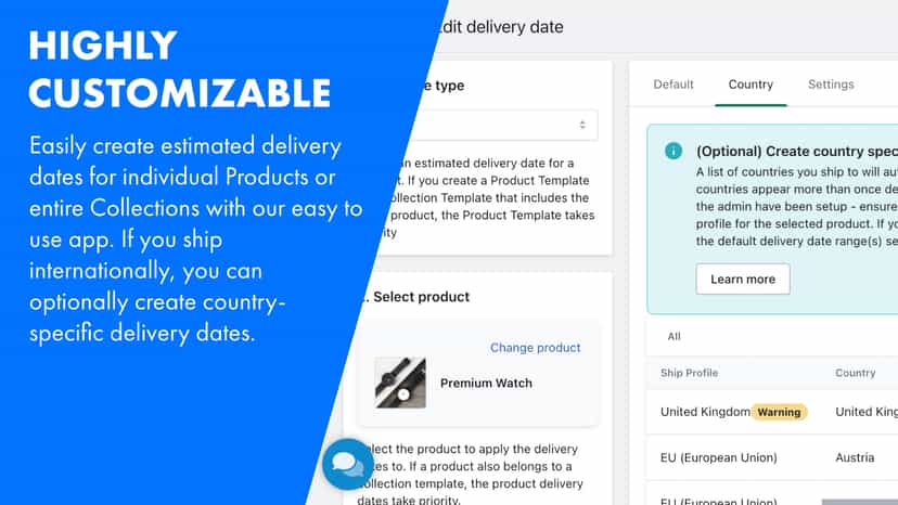 Estimated Delivery Dates & Rates - Customizable Dates