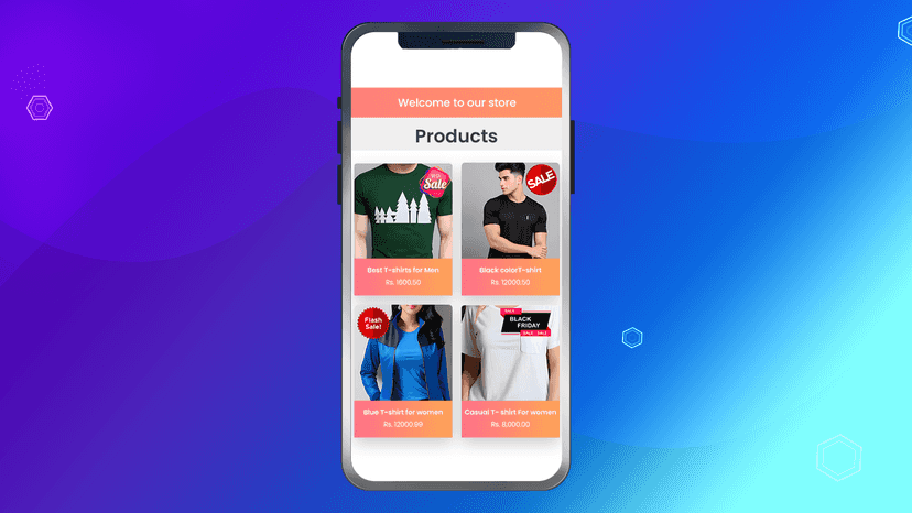 badgio product labels on front store display on mobile