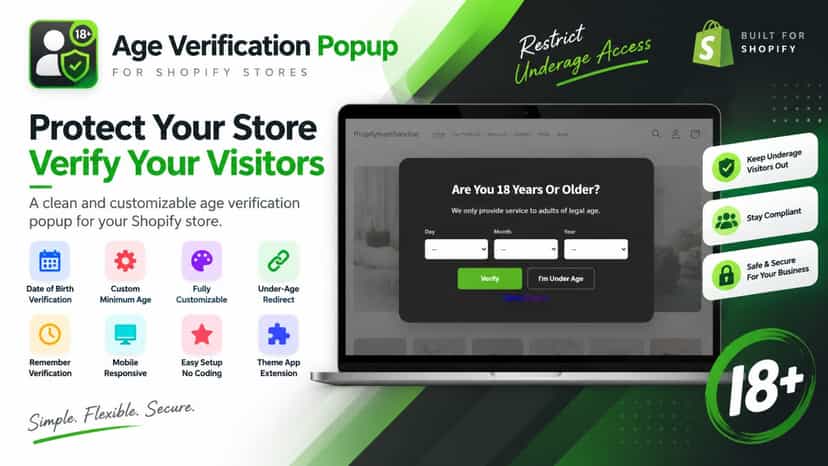 Age Verification Popup with customizable age check settings