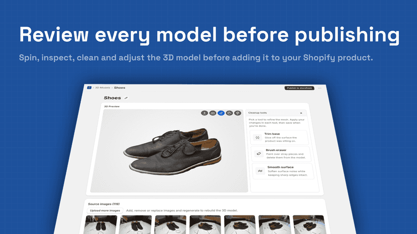 Edit Shopify 3D models before publishing