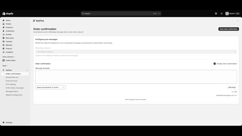 Order confirmation