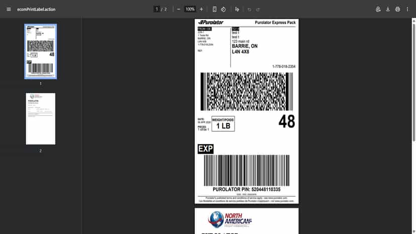 Shipping label from soluship