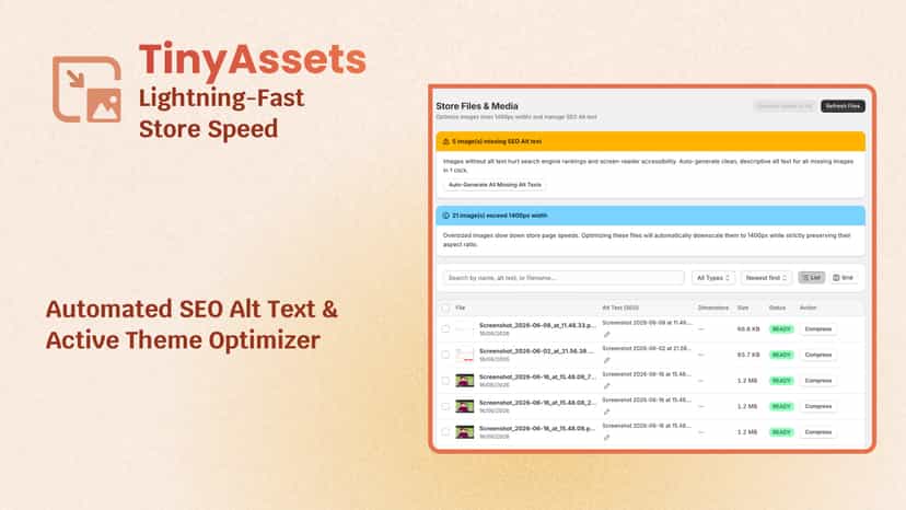Auto SEO alt text generator and theme assets optimization scanne