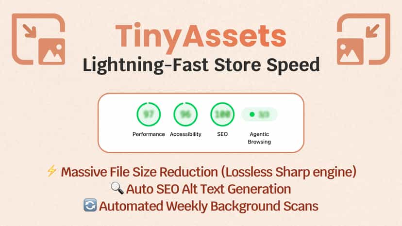 TinyAssets image compression, speed optimizer, and SEO alt tags