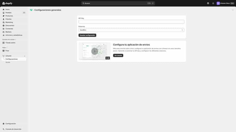 Configuración de la tienda