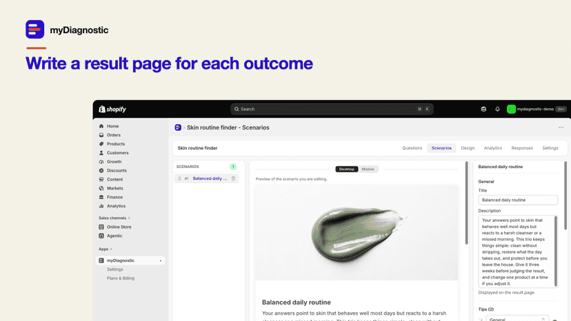 The quiz editor with pages, live preview and settings