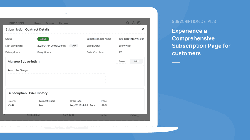 Webkul Product Subscriptions detailed subscription page