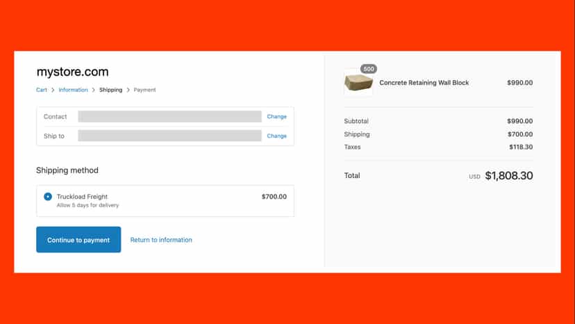 Shopify Distance Based Shipping Rates - Shipping Methods Page