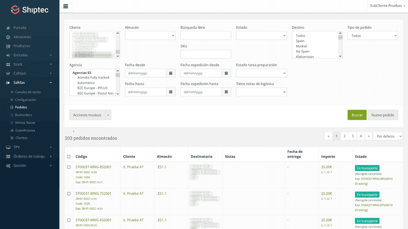 Shiptec orders and fulfillments management
