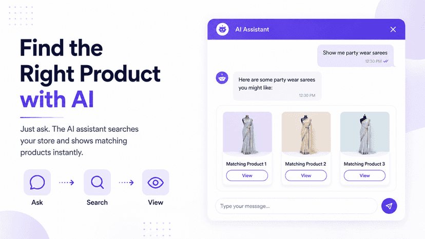 AI chatbot searches products and shows matching results