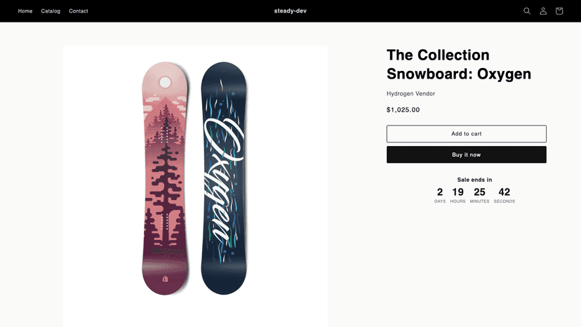 A product page with the countdown below the add to cart button