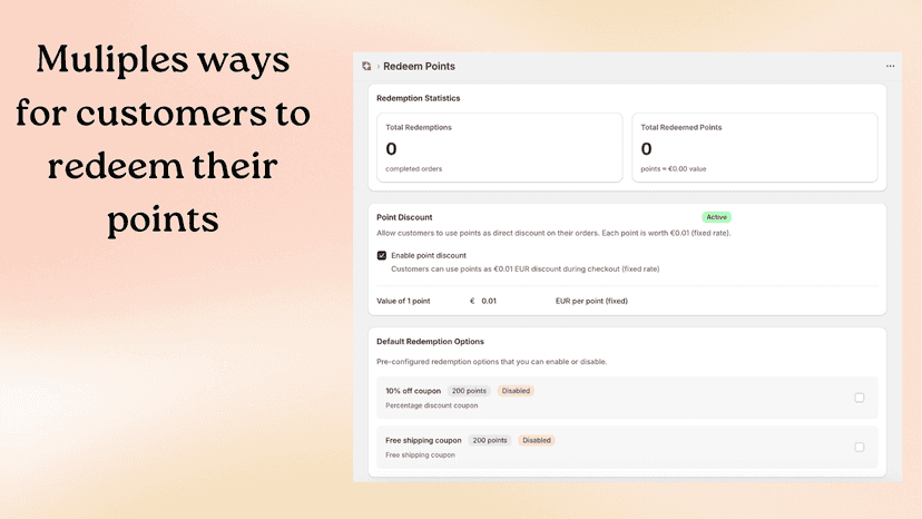 Multiples ways for customers to redeem their points