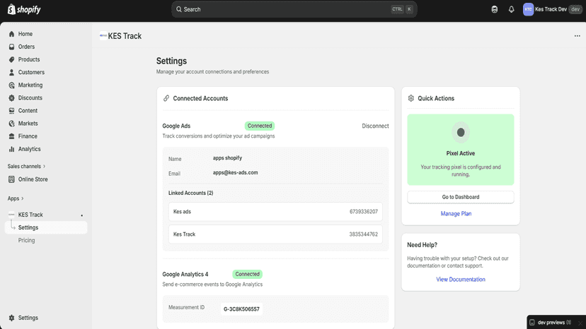 Settings Page