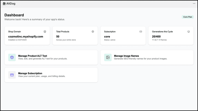 Altdog - automates product image Alt text