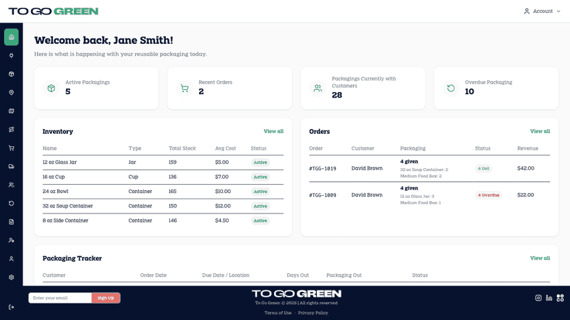 Lattice by To Go Green™ Dashboard Homepage