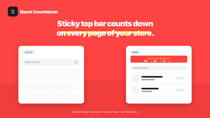 Sticky top bar countdown - free shipping deadline