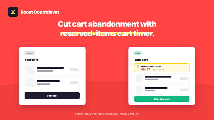 Cart urgency timer - items reserved countdown