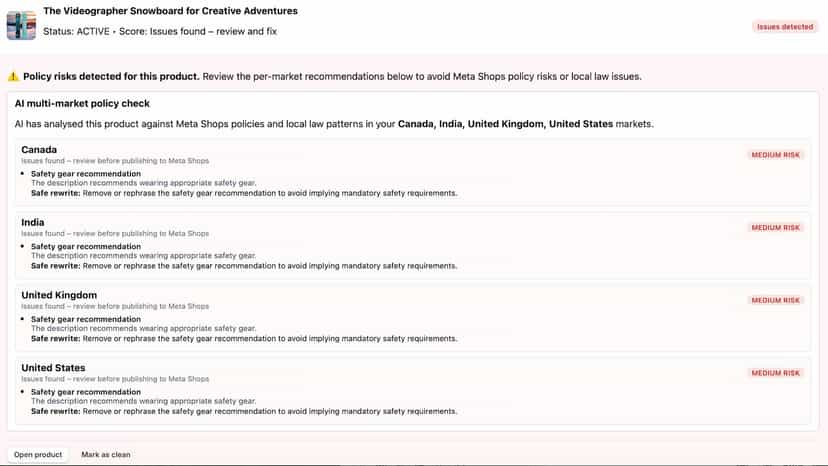 View results Facebook Shop & Instagram Shop (meta compliance)