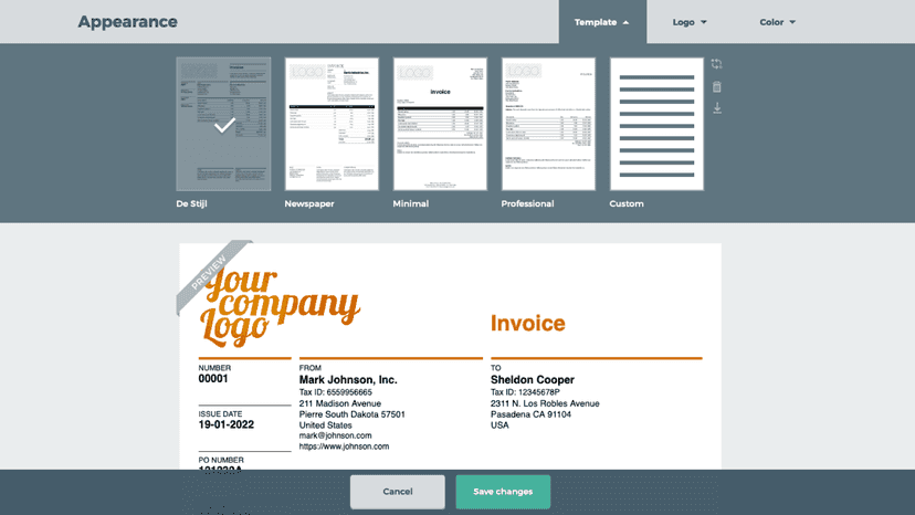 Fully customized receipts including tax information