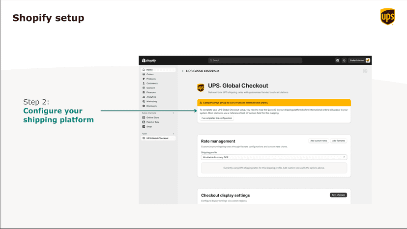 Configure your shipping platform