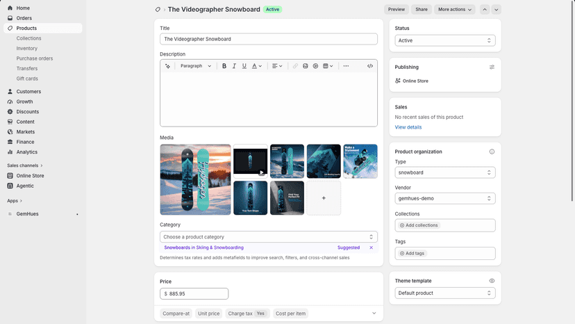 AI images published into the product gallery