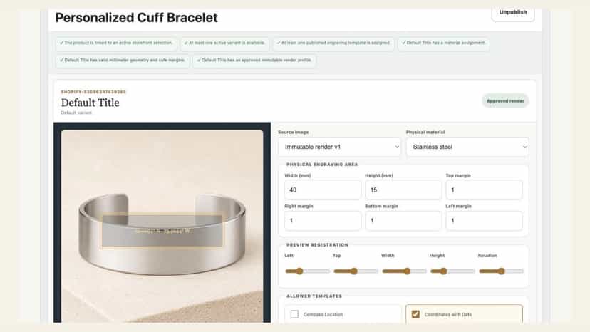 Import products and calibrate engraving areas