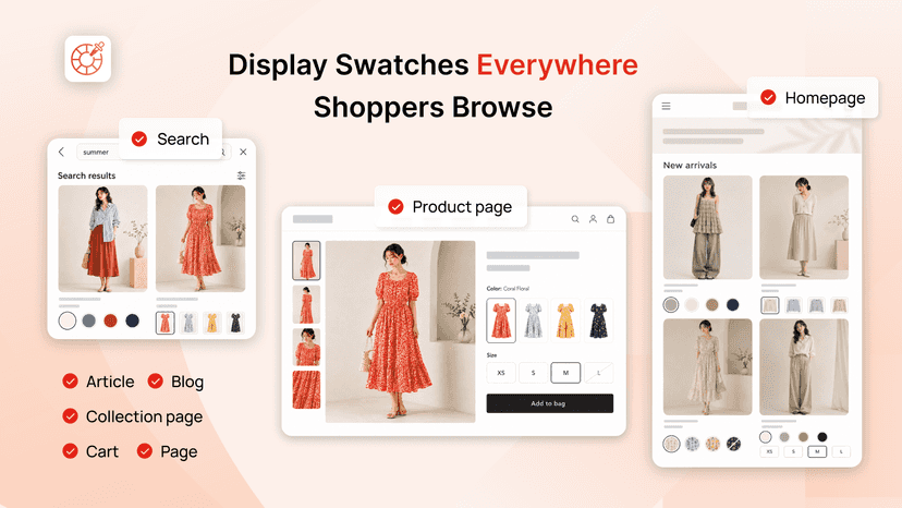 Color swatch on search, product, and collection pages
