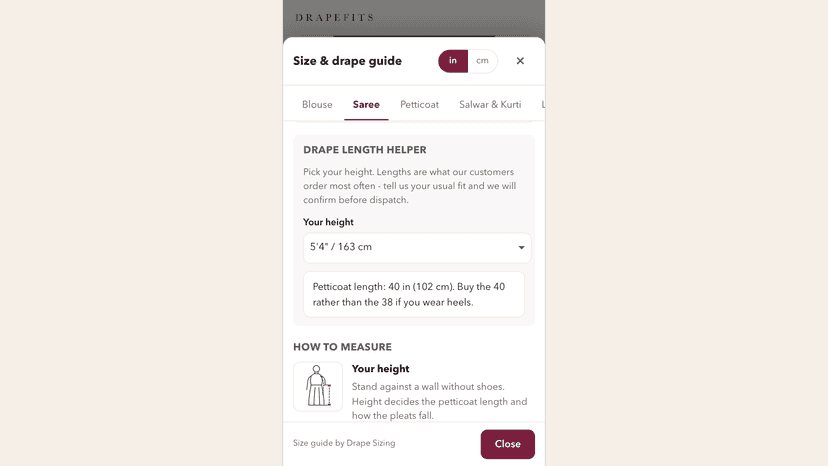 Drape helper as a bottom sheet on mobile
