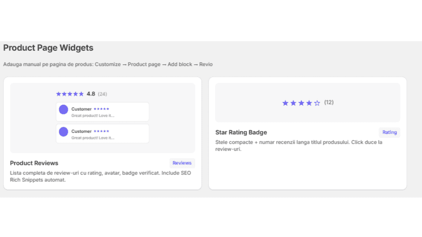 Product page widget