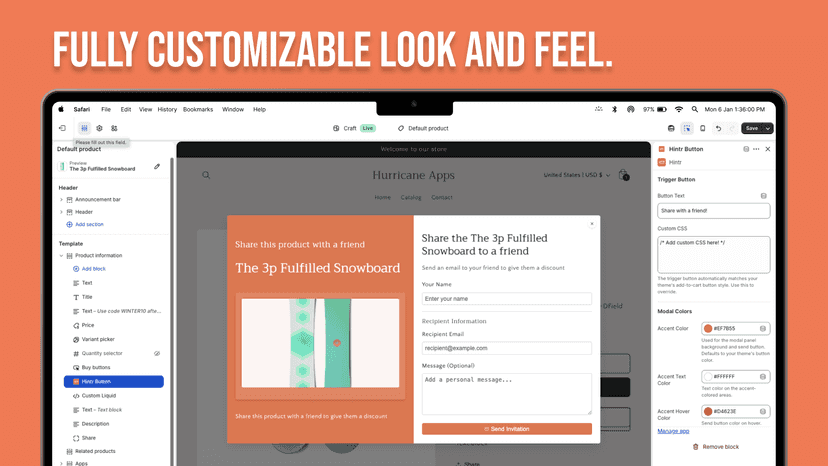 Fully customizable look and feel.