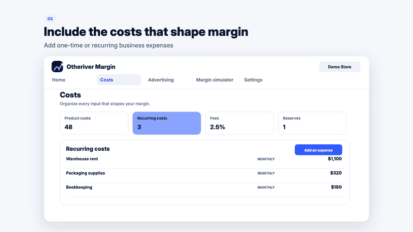 Recurring expenses and operating costs in one view