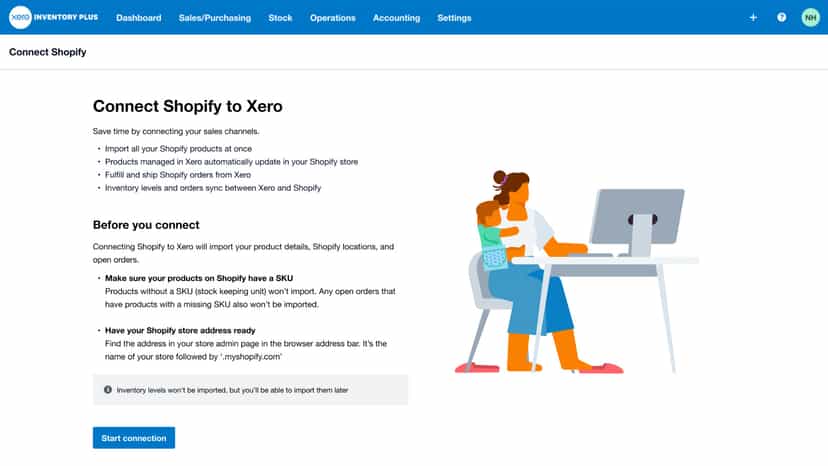 Shopify onboarding onto Xero Inventory Plus