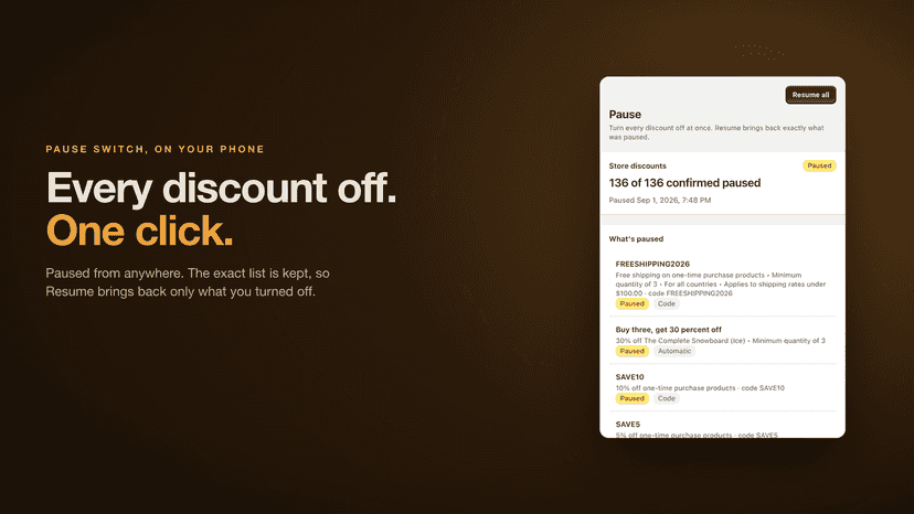 Pause every discount from your phone