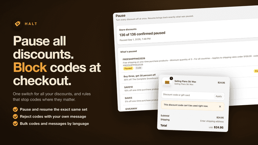 Halt: pause every discount, block codes at checkout